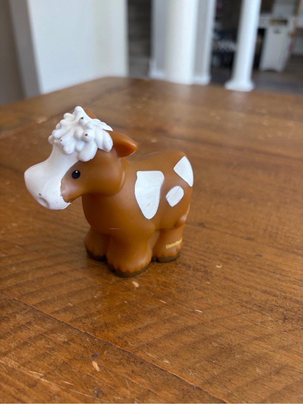 Fisher Price Little People white and brown cow as is